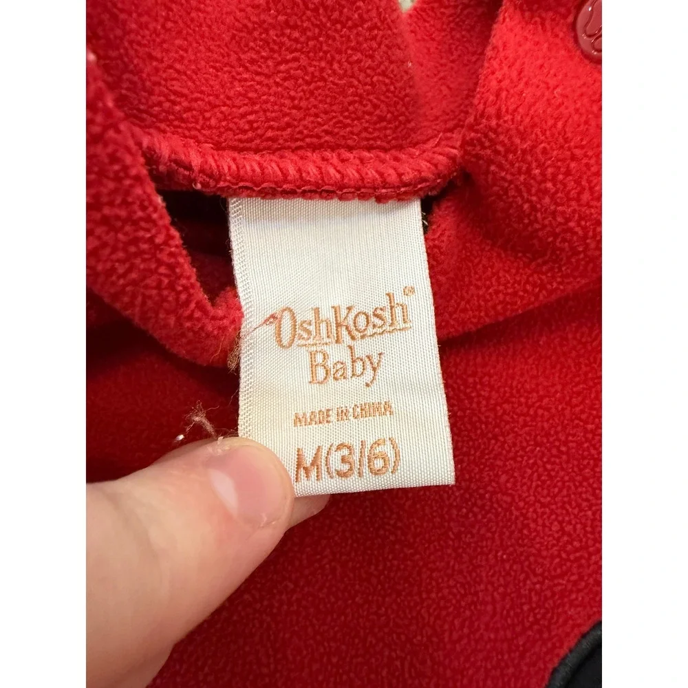 Vintage OshKosh Baby Ladybug Costume 3-6M Red Fleece Sleeper Wings Halloween